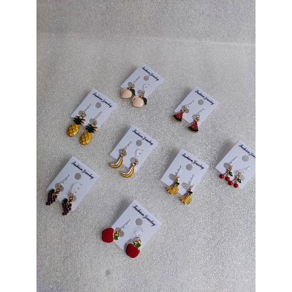 Anting impor kait plastik motif buah-buahan
