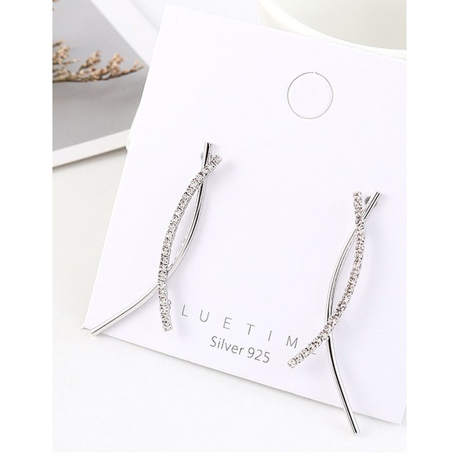 LRC Anting Tusuk Fashion Cross Diamond Earrings Y63150