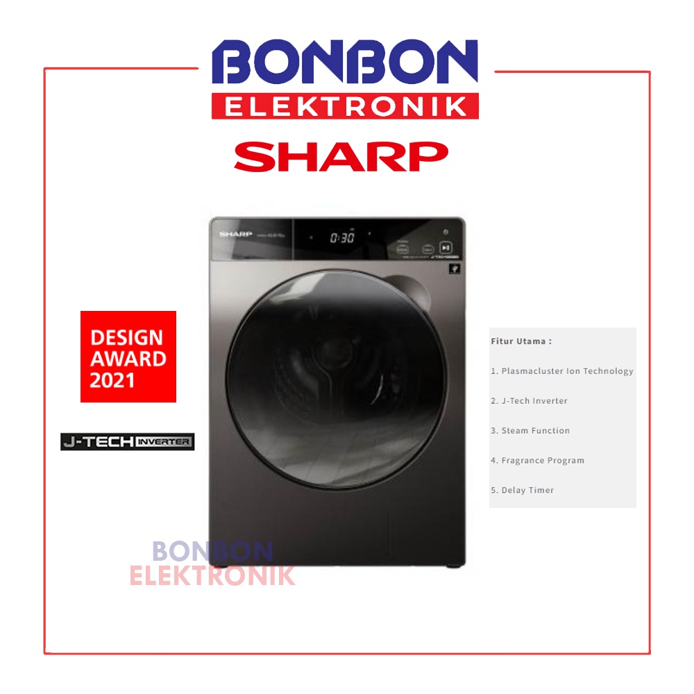 Sharp Mesin Cuci Front Loading K-Pro 10.5KG ES-FL1410DPX 10.5 KG