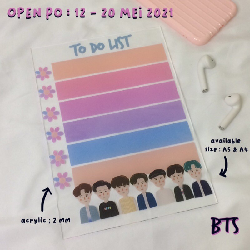 

BTS ACRYLIC PLANNER TO DO LIST WEEKLY PLANNER BTS MERCH BTS GOODS BTS FANART