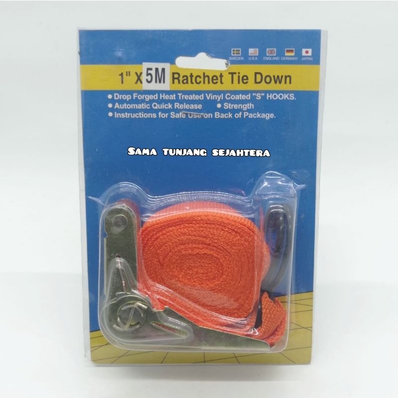 

RACHET TIE DOWN 1" X 05 M (15 FT) / TALI PENGIKAT BARANG MOTOR