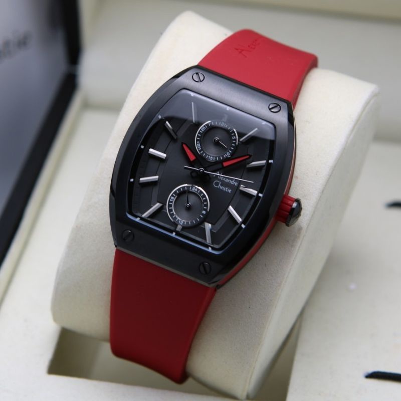 JAM TANGAN WANITA ALEXANDER CHRISTIE AC 2944 BLACK RED 2944 ORIGINAL