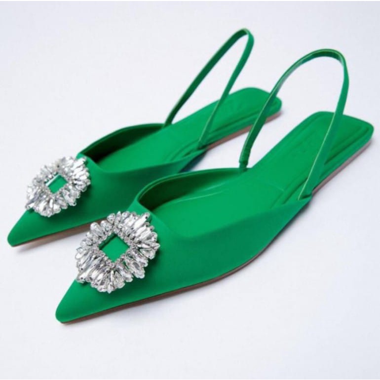 [7.7 Boombastis Sale⚡] - SEPATU WANITA IMPORT BRANDED FLAT ZS372 SLINGBACK PREMIUM