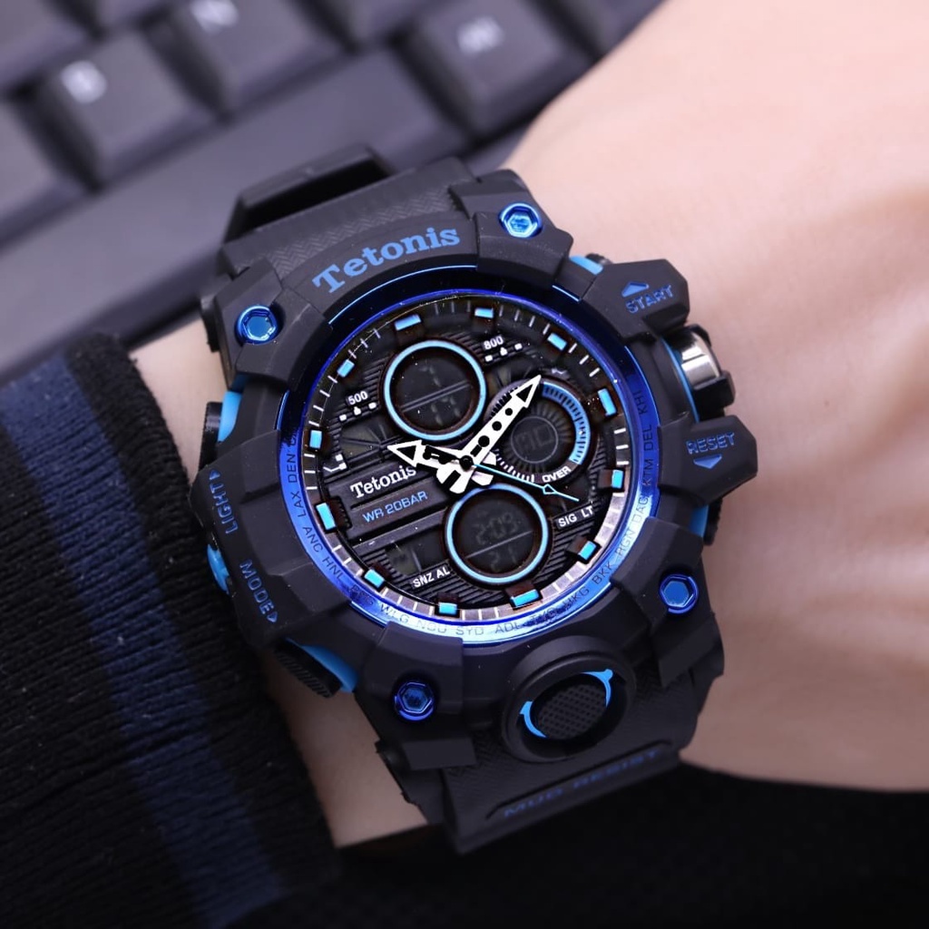 JAM TANGAN PRIA TETONIS ORIGINAL RUBBER DOUBLE TIME - DIAMETER 4,8 CM