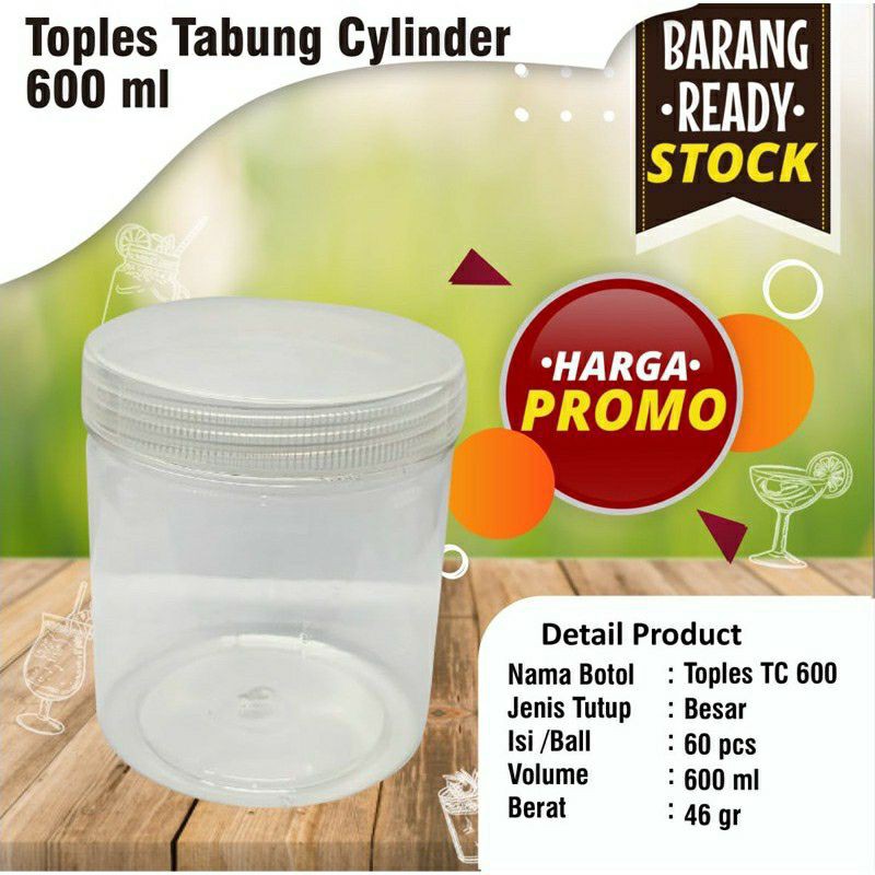 toples tabung cylinder 500 ml toples dessert 600ml toples kue kering