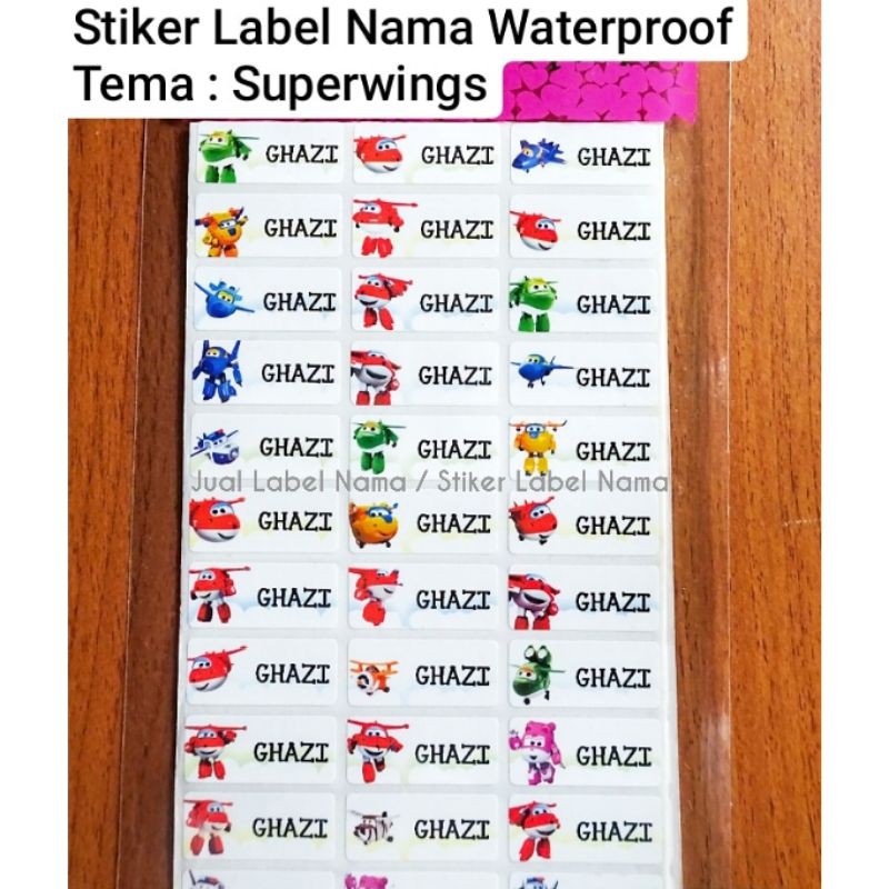 

SUPERWINGS STIKER LABEL NAMA WATERPROOF / LABEL NAMA / LABEL NAMA TAHAN AIR / STIKER NAMA WATERPROOF