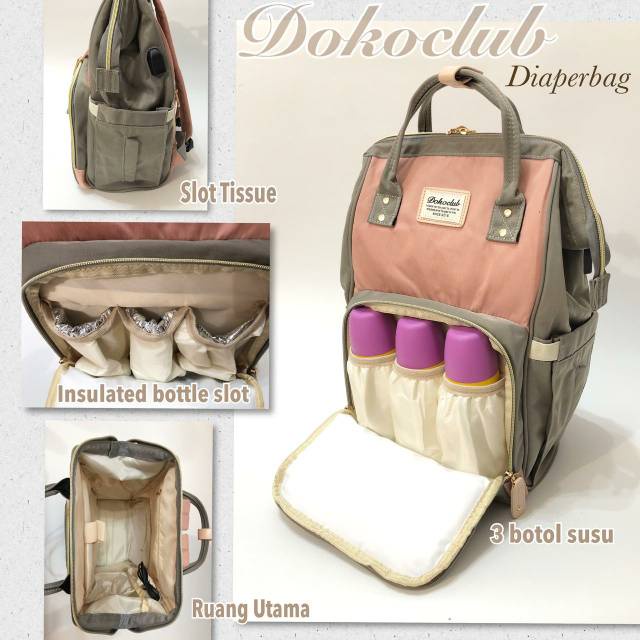 7.7 BIG SALE !! DIAPERBAG / TAS DIAPER D0OKOCLUB / TAS PERLENGKAPAB BAYI  (LUXE SERIES)