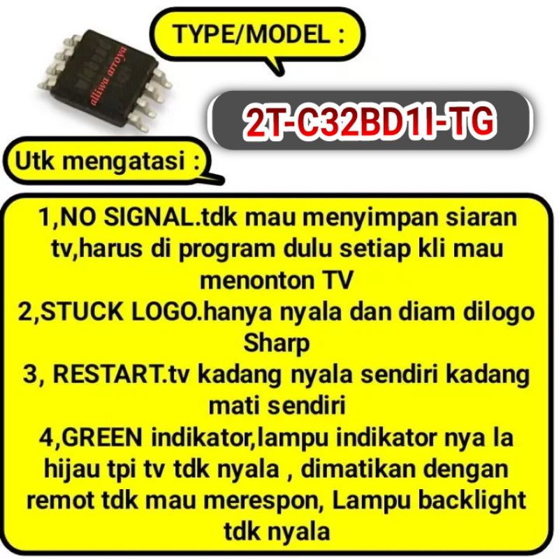 IC eprom memory tv LED Sharp 2T-C32BD1I-TG