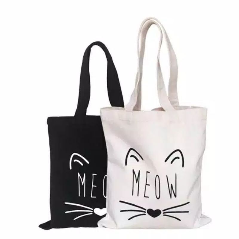 Tas Tote Bag Wanita Motif Meow