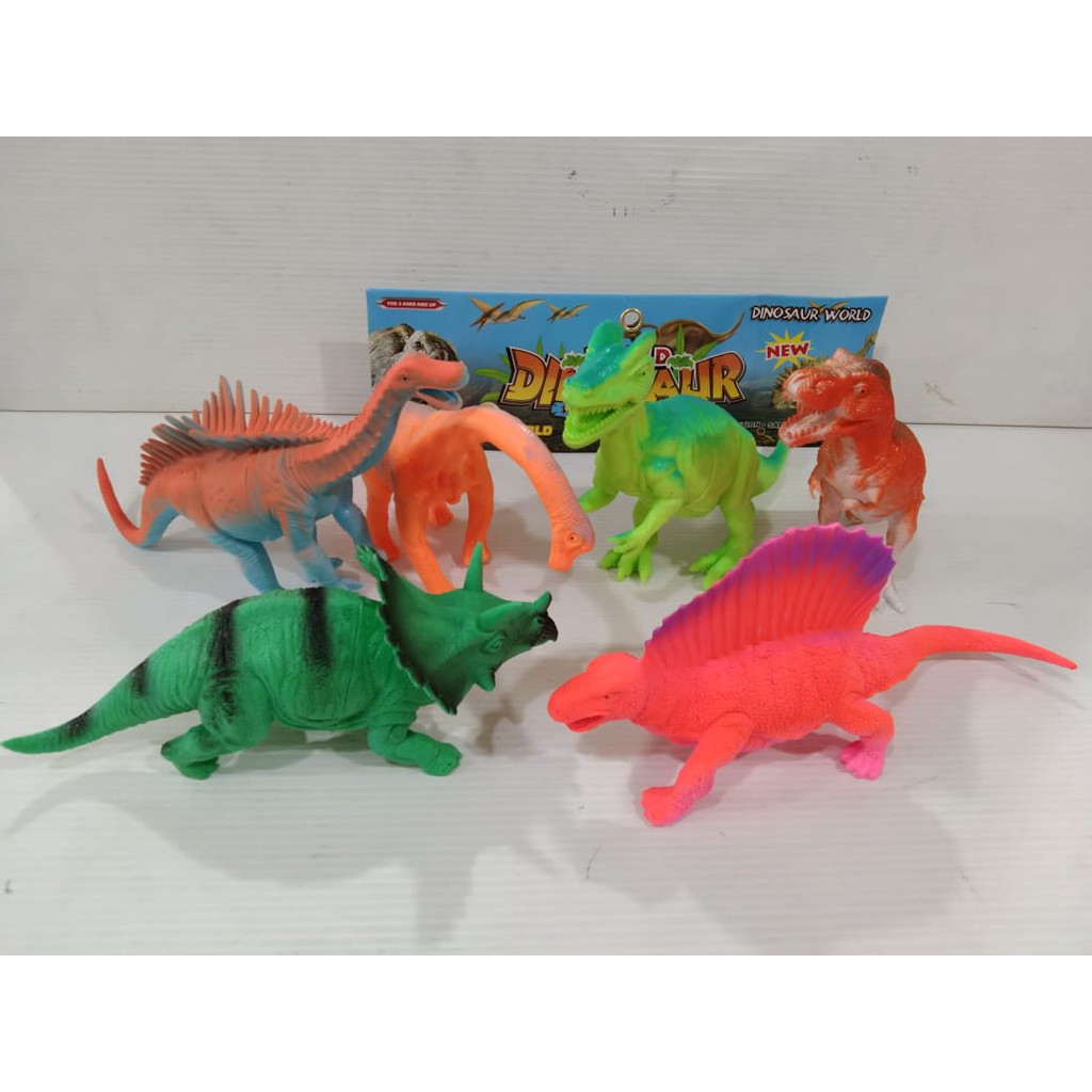MAINAN BINATANG DINOSAURUS KARET ISI 6PCS BESAR/MAINAN DINO BESAR NEW