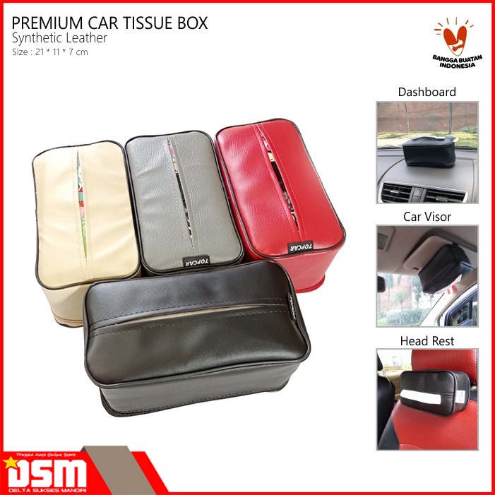 Tempat Tissue Mobil Premium / Kotak Tissue Kulit Sintetis / Tempat Tisu / DSM