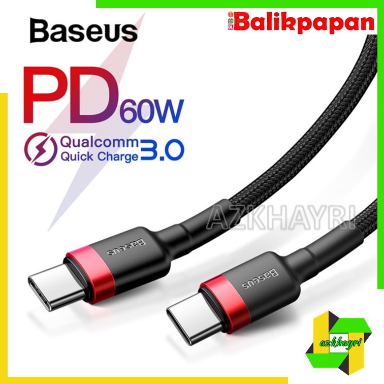 Kabel Data Baseus Cafule Type-C to USB C Cable Pd 2.0 60W Fast Charging 20V 3A