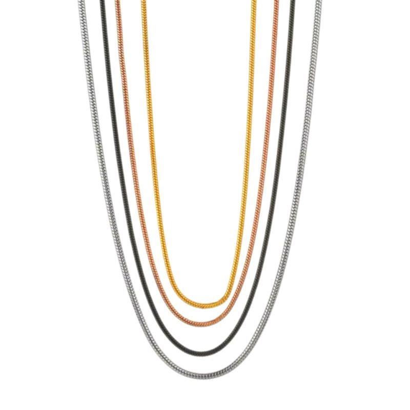 KALUNG BRIGHT PRIA WANITA TITANIUM BLACK GOLD SILVER  ANTI KARAT