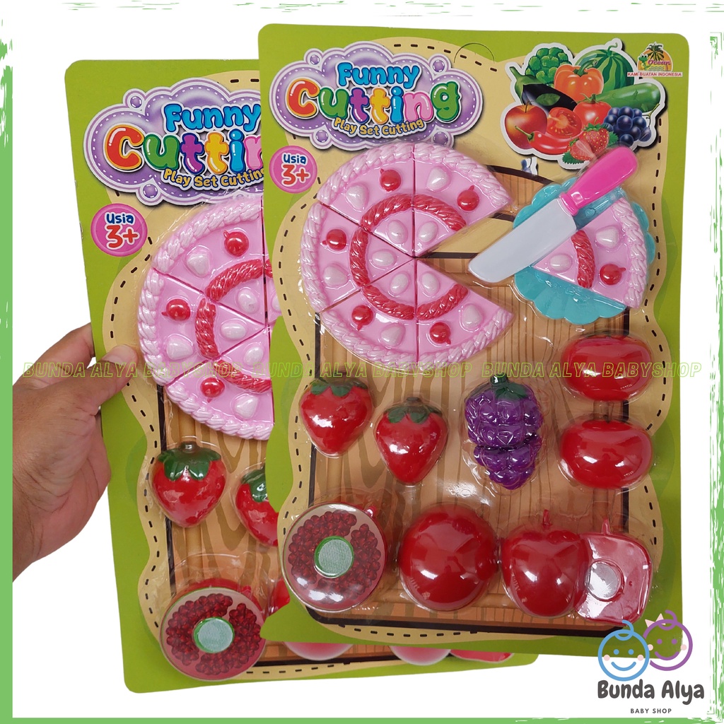 MAINAN ANAK MURAH BUAH DAN SAYUR KUE ULANG TAHUN DAN ANEKA MAINAN BUAH SAYUR MASAK MASAKAN - Mainan Potong Kue Buah Funny Cutting Play Set - Mainan Anak Perempuan Kue Dan Buah Potong - Mainan Anak SNI