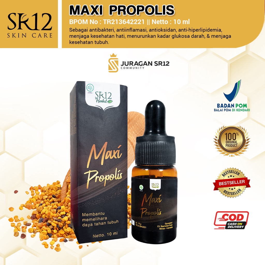 MAXI PROPOLIS SR12 SUPLEMEN ORIGINAL OBAT ASAM URAT DIABETES MENJAGA DAYA TAHAN TUBUH SEBAGAI ANTI BAKTERI MENAMBAH STAMINA PRIA