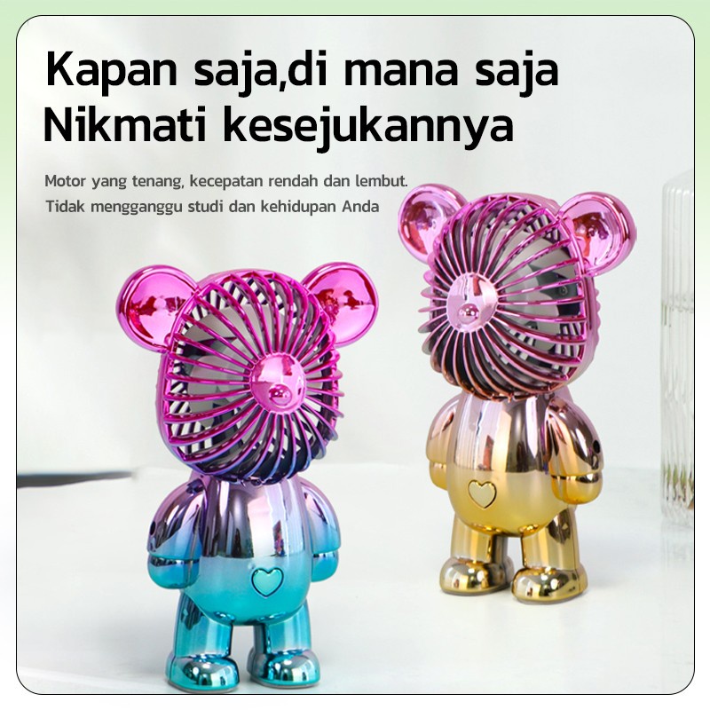 new BEARBRICK kipas viral usb Mini Fan Genggam Bear brick Rechargeable