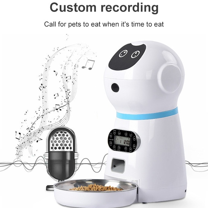 ZKYJ Dispenser Robotic Makanan Anjing kucing Anti Macet sensor infrared Tempat Makan Hewan Anjing atau kucing Pet Food Dispenser 3,5 Liter Automatic Pet Feeder Robot Dog Cat Feeder 3L Pet Food Dispenser Feeder Medium And Large Cat Dog 4 Meal