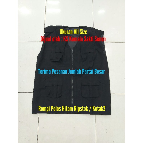 Rompi Polos Hitam Ripstok |Rompi Safety Vest|Rompi Proyek|Rompi Polisi|Rompi Satpam Security