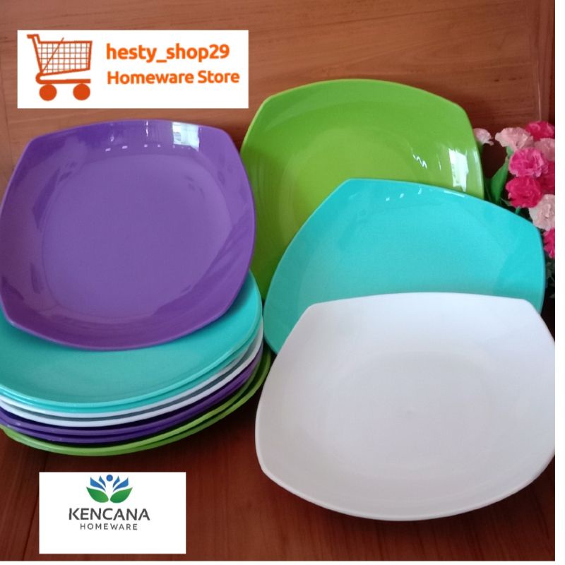 6pcs Piring Plastik Kotak Tebal Besar Piring Saji Plastik Kencana Oishi