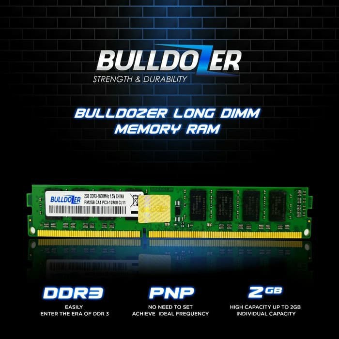 Ram memory Bulldozer 2gb ddr3 1600mhz pc3-12800 cl11 1.35v longdimm for pc computer