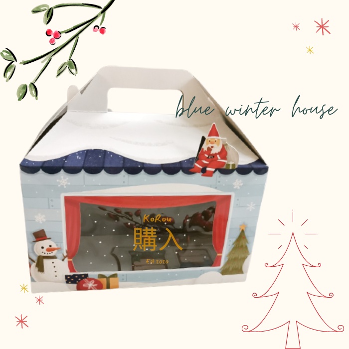 

[FRE HANGTAG] BOX TOPLES COOKIES NATAL CHRISTMAS DUS KOTAK PACKAGING GIFT BOX HAMPERS NATAL - Blue winter house