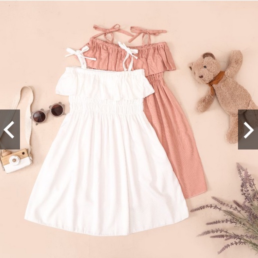 Dress sha sha Anak Perempuan Model Sabrina / Dress Musim Panas Anak 1-6 Tahun