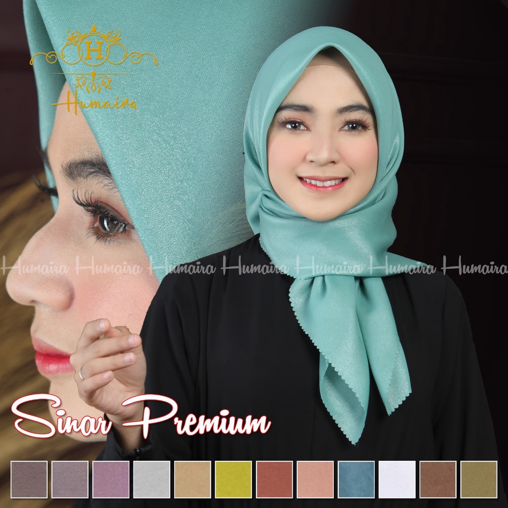 Hijab muslimah segi empat sinar premium polos