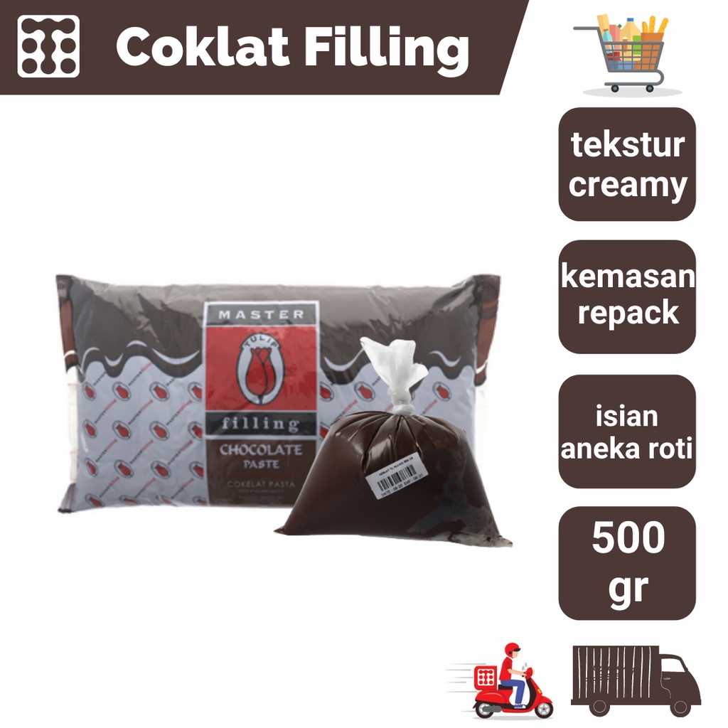

Master Filling Tulip Dark Coklat / Selai Coklat Berat 500 Gr