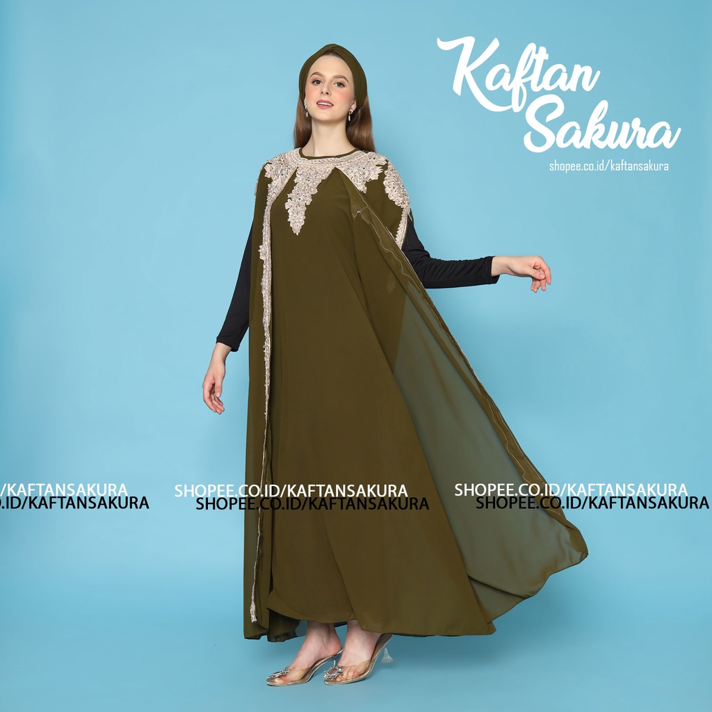 kaftan bordir wanita pesta free inner manset dan turban bordir mewah ukuran all size trendy kaftan dress untuk lebaran ramadhan pesta kondangan
