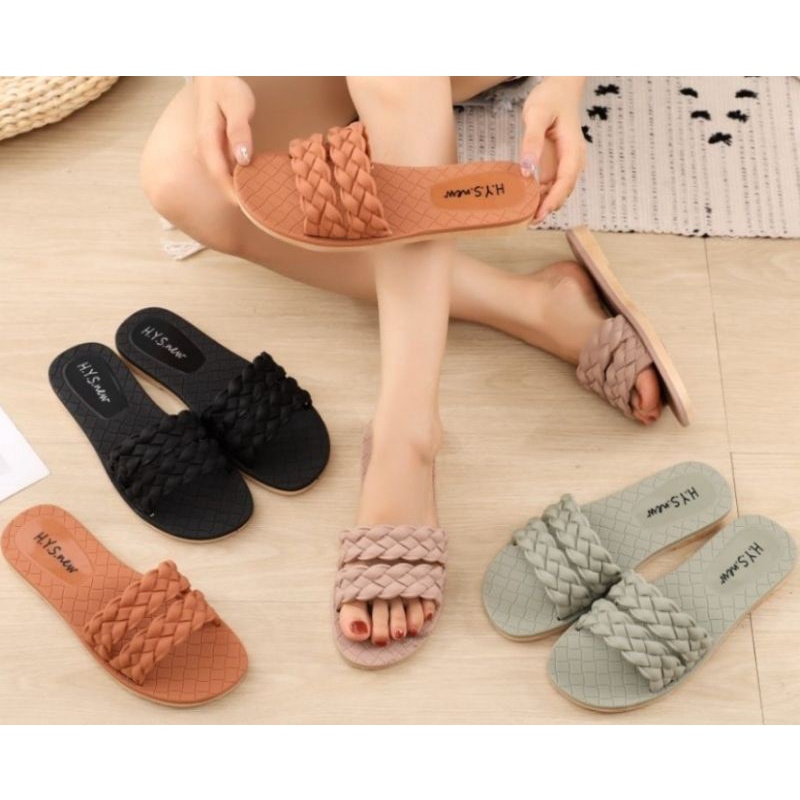 Sun-JIZKA Sandal Etnik Tali Anyam Jelly Wanita Import 2063