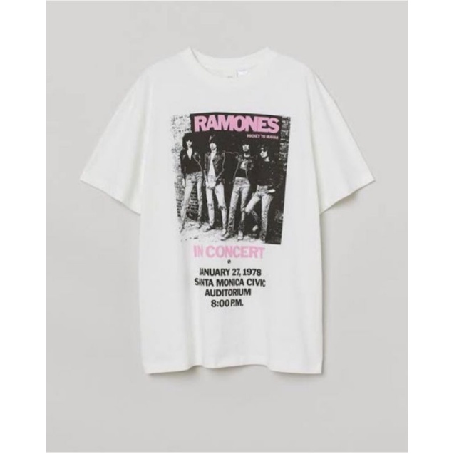 H&M Oversized Printed T-shirt / Kaos HNM White Ramones