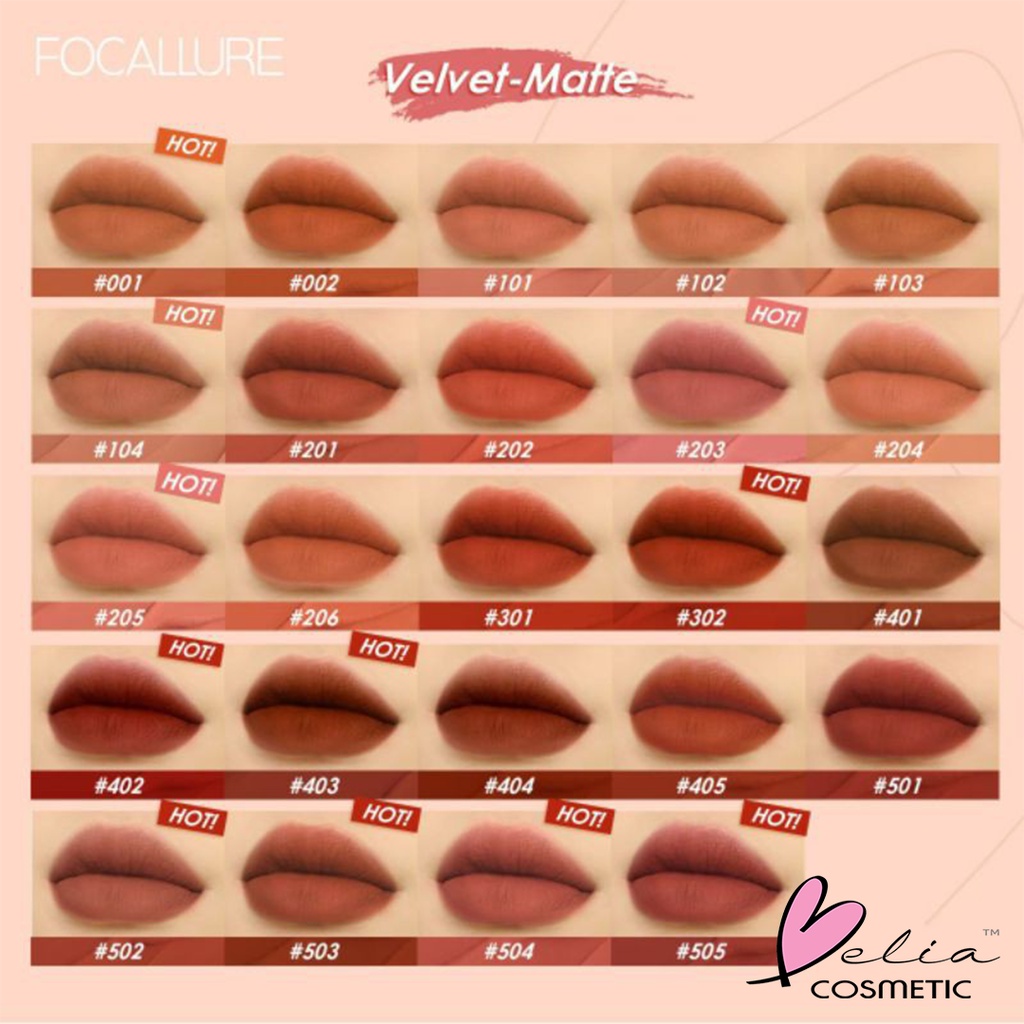 ❤ BELIA ❤ FOCALLURE Velvet Smooth Lip Glaze FA196 | Lip Cream | Lipstik | Lip Paint | Tahan Lama | Waterproof | BPOM