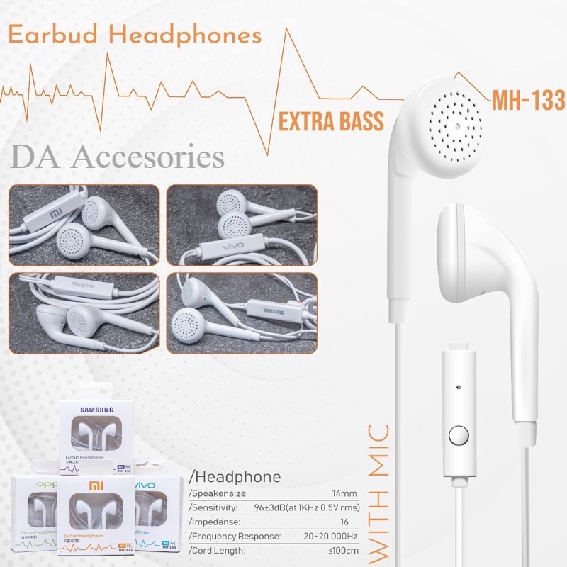 Headset Earphone Handsfree Mh133 branded