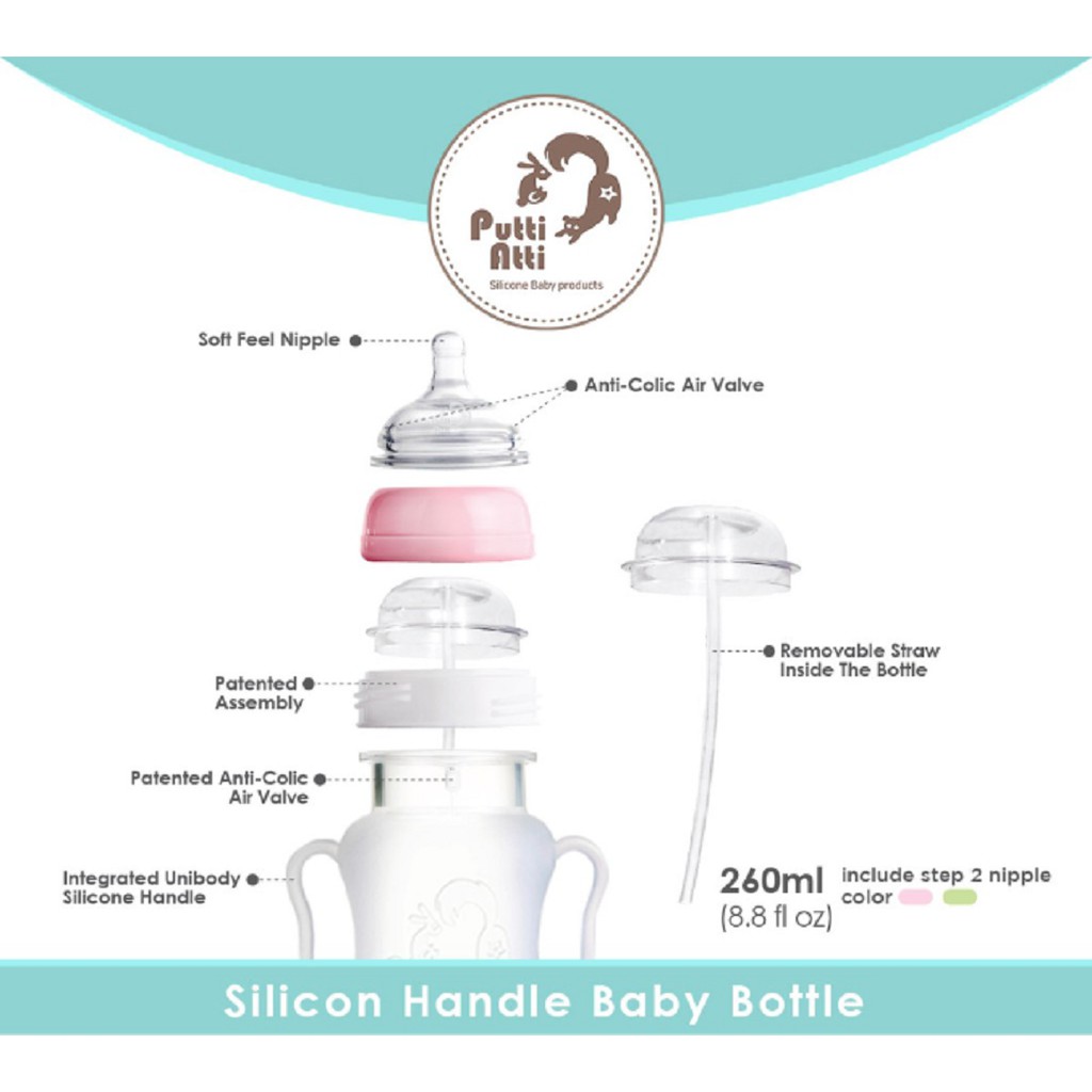 Putti Atti Silicone Handle Baby Bottle 260ml