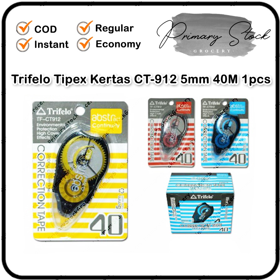 

Tip Ex Roll Bening Transparan Correction Tape Trifelo CT 912 Biru Merah Kuning