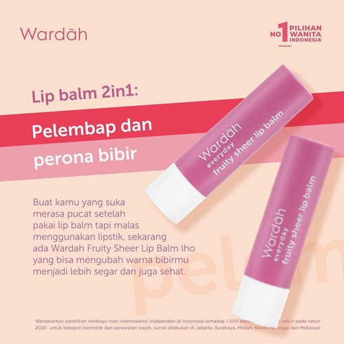 Wardah Everyday Fruity Sheer Lip Balm 4 gr / Wardah Everyday Fruity Sheer Lip Balm Grape / Wardah Everyday Fruity Sheer Lip Balm Strawberry / Wardah Everyday Series