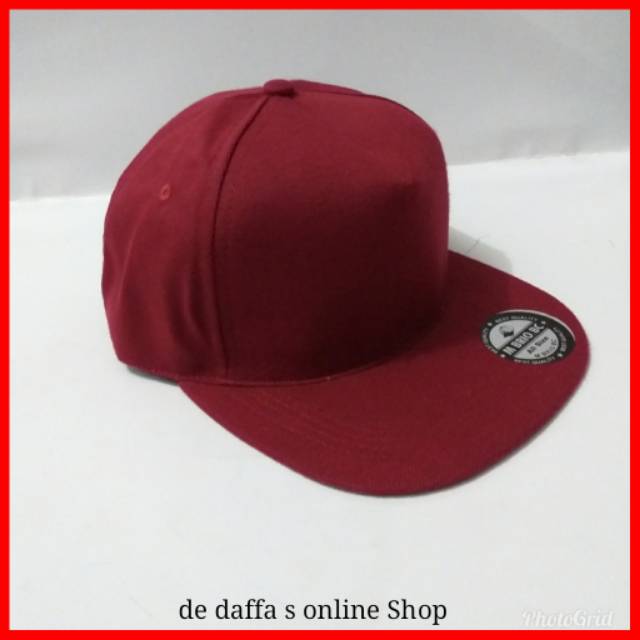 Topi Snapback Polos Dewasa Full Merah Maroon Bahan Rapel Distro Berkualitas - Merah Maroon