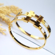 Gelang Hermes Titanium Fashion Wanita Gold GT 201106