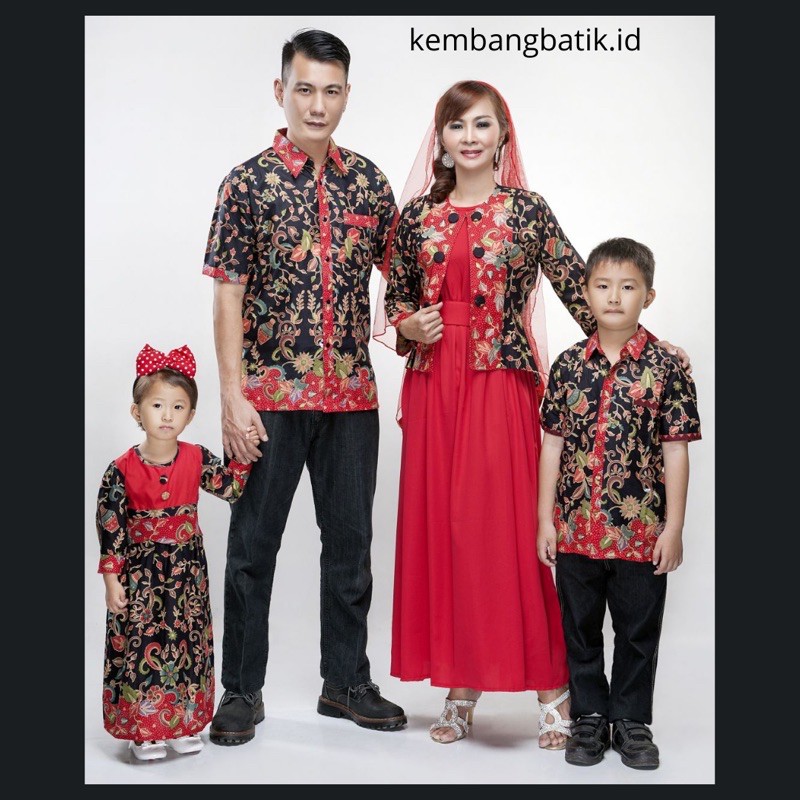 Baju Couple Pasangan Gamis Batik Modern Set Keluarga Ibu Dan Anak