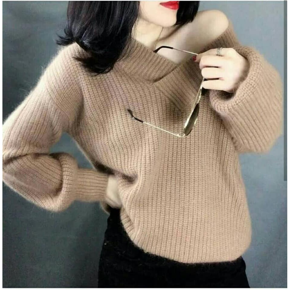 Blus Jumbo Rajut Blus Rajut Sweater Rajut VI JUMBO Coklat (GG) r