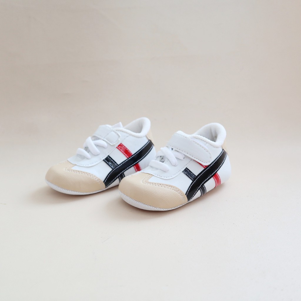 Nuna Store Sepatu Anak Bayi Laki - laki 0 - 12 Bulan Bahan Kanvas kain Motif Sepatu stripe