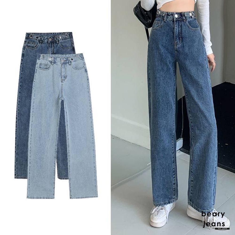 BEARYJEANS Celana Jeans Wanita Adjustable Denim Wear High Waist Kulot Jeans Boyfriend Jeans - BJ003