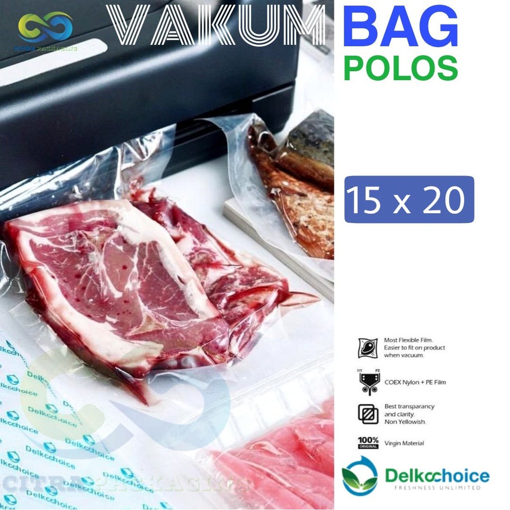 

PLASTIK VAKUM VACUUM BAG MAKANAN POLOS 15 X 20 LEMBARAN - DELKOCHOICE