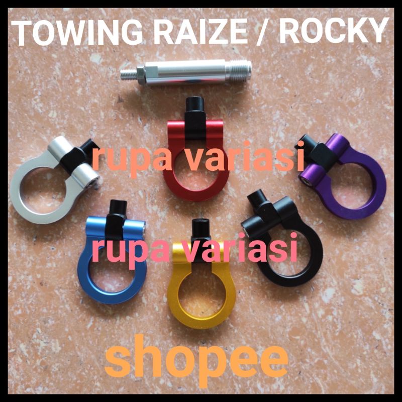 towing hook bumper depan derek mobil toyota raize / daihatsu rocky merah hitam silver biru ungu emas