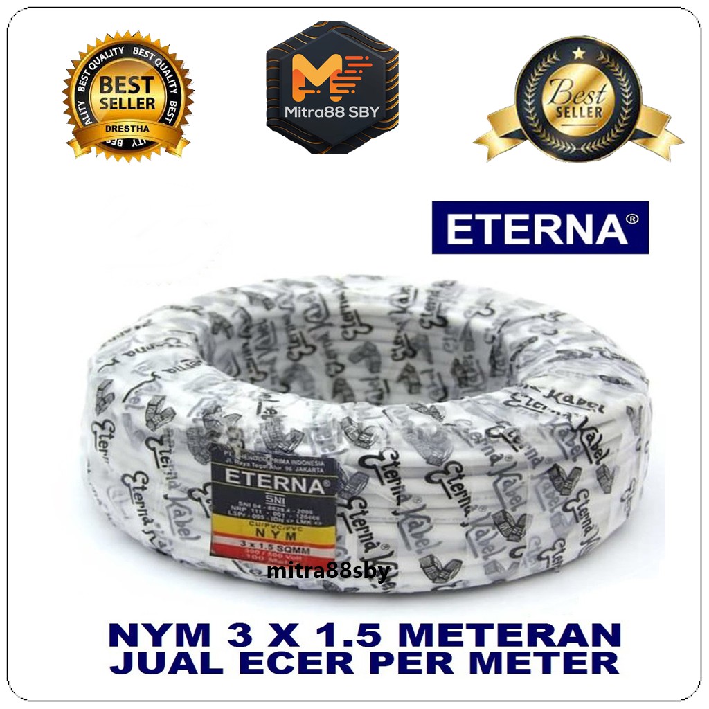 Mitra88sby kabel listrik NYM 2 x 1,5 / 2 x 2,5 / 3 x 1,5 / 3x 2,5 eterna dan extrana