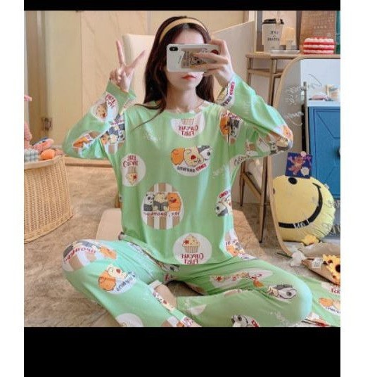 SETELAN PIYAMA BAJU TIDUR IMPORT PP BAJU LENGAN PANJANG CELANA PANJANG LEISURE WEAR