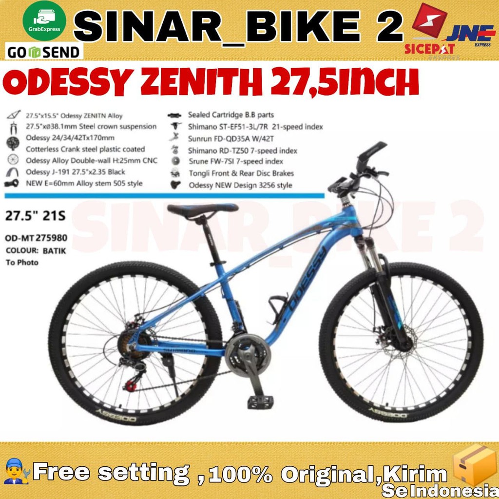 Sepeda Gunung MTB ODESSY ZENITH Alloy Frame Uk 27,5-21 Speed