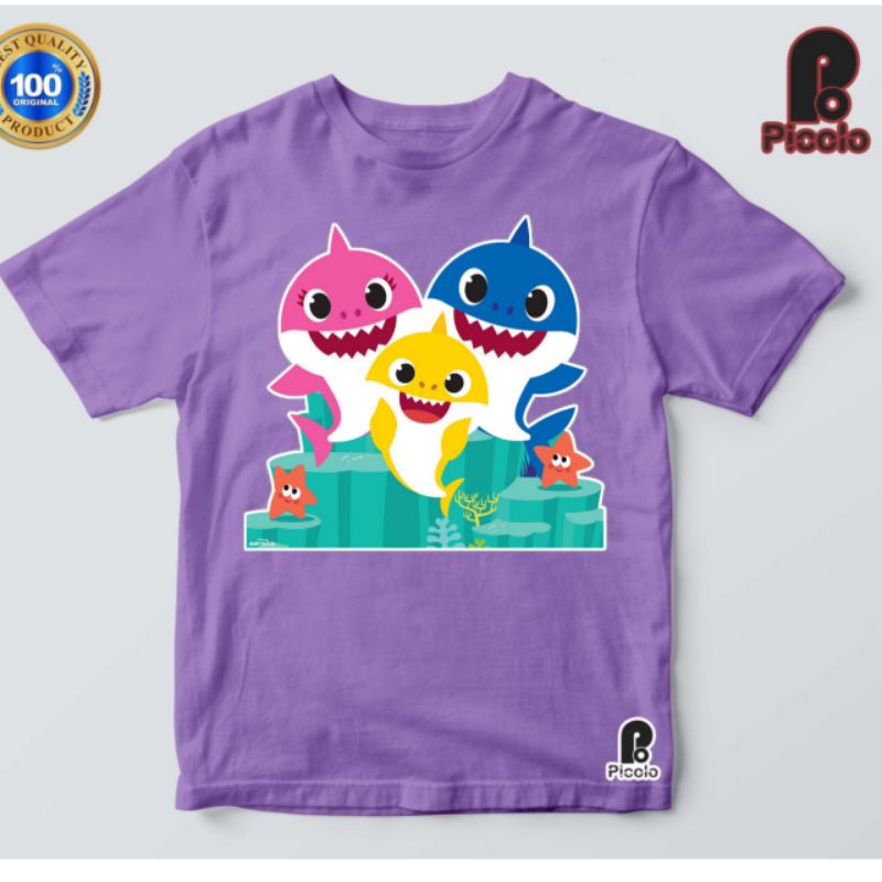 Baju Anak / Kaos Anak / Pakaian Anak / Premium  T-shirt Lengan Pendek Motif Print Kartun Baby Shark8