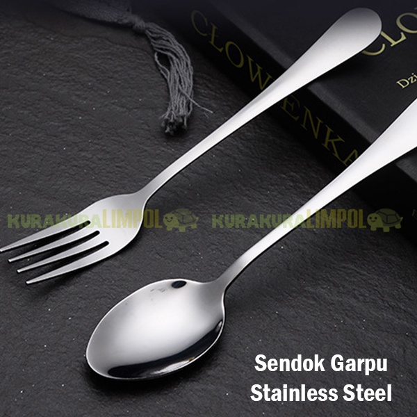 Sendok Makan Garpu Makan Tebal Polos Stainless Steel