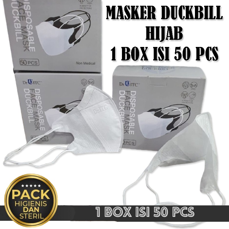 Masker duckbill hijab /masker duckbill 3ply/masker duckbill dewasa headloop